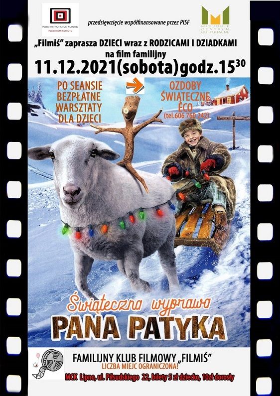 Familijny Klub Filmowy zaprasza 11 grudnia na film „Świąteczna wyprawa Pana Patyka” oraz warsztaty dla dzieci
