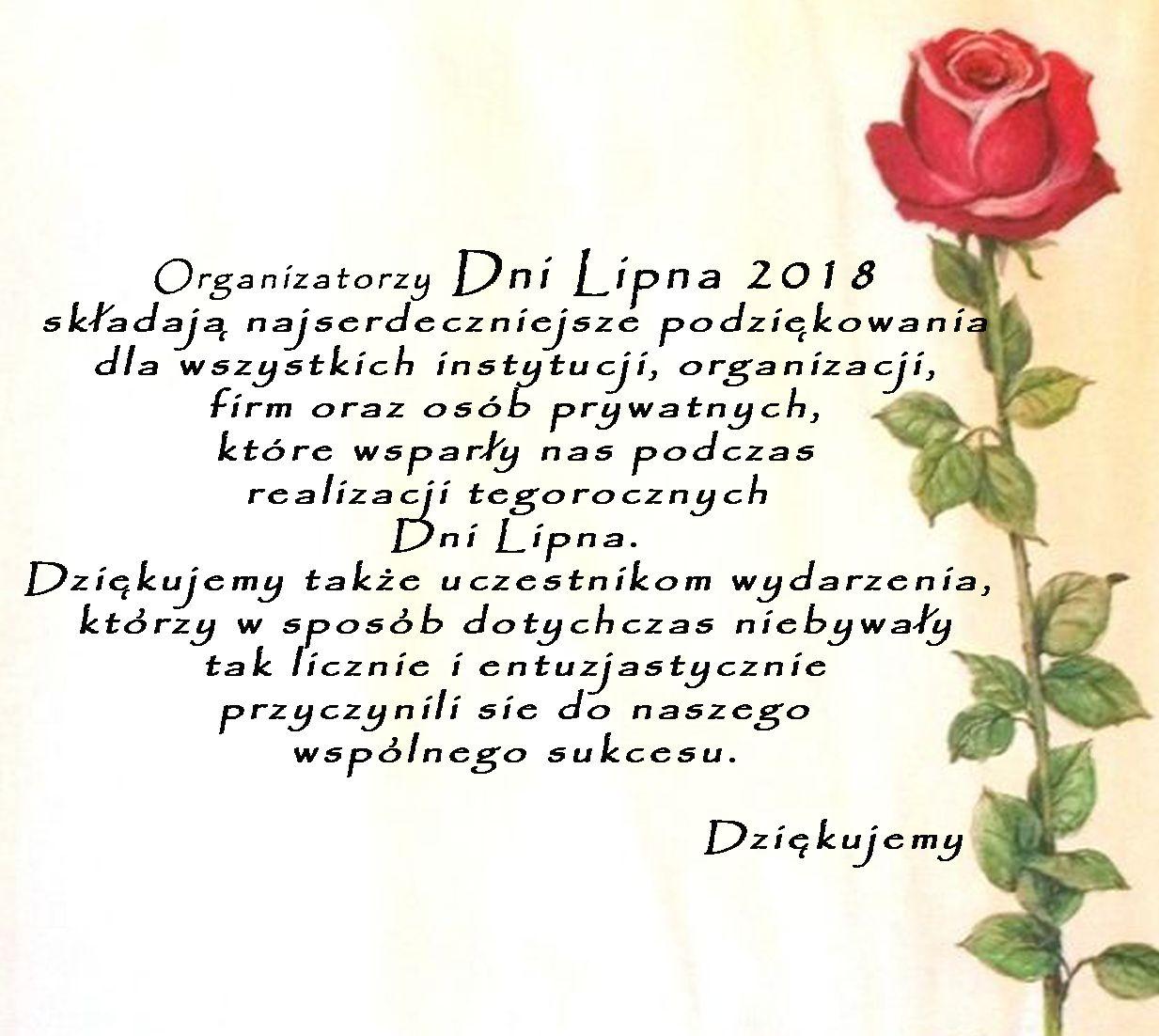 Dni Lipna 2018 - podziękowania