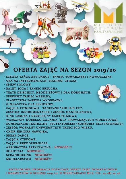 Oferta zajęć dydaktycznych i warsztatów artystycznych w MCK na sezon 2019/20
