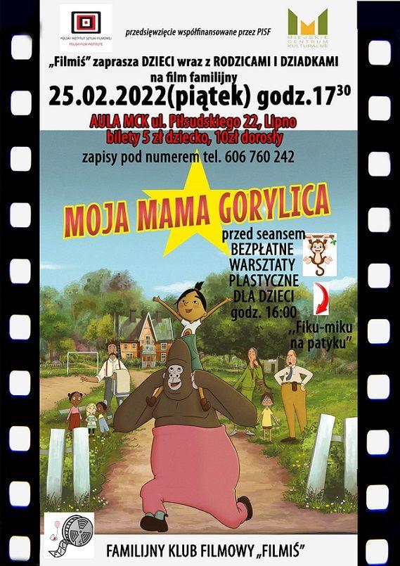 Familijny Klub Filmowy: ,,Moja mama gorylica'', film animowany z prelekcją i warsztatami