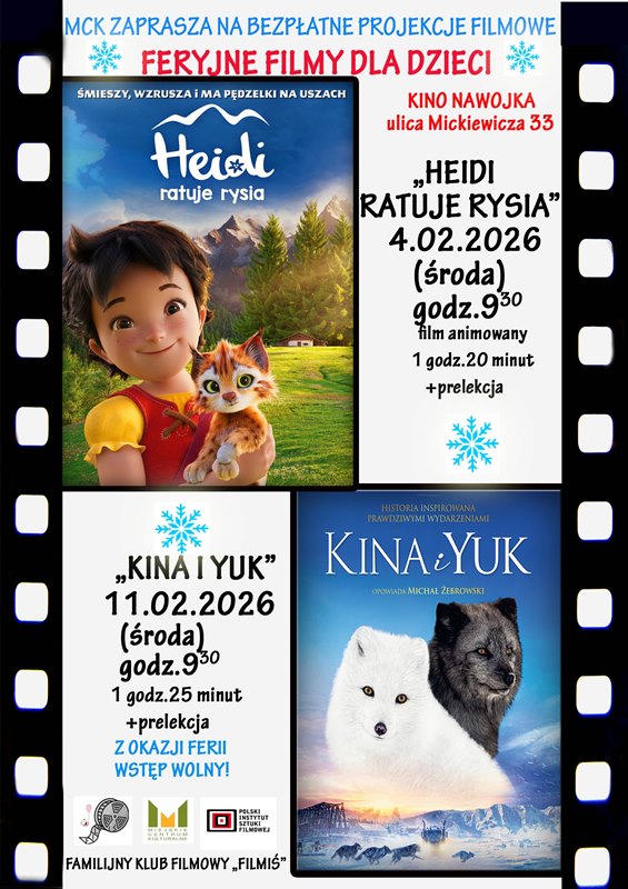 Z OKAZJI FERII MCK ZAPRASZA NA BEZPŁATNE SEANSE FILMOWE